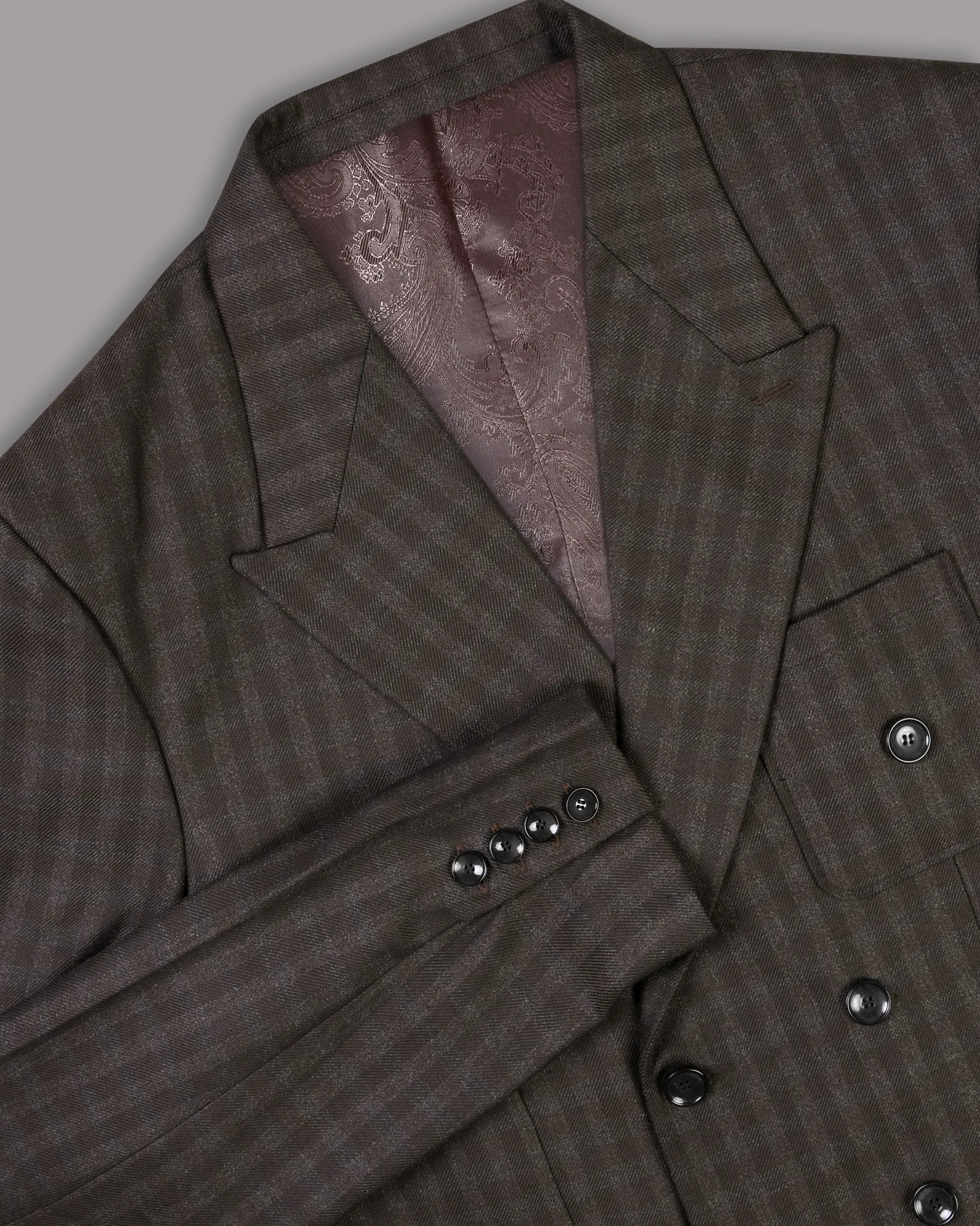 Cocoa Brown Checked Double Breasted Sport Blazer