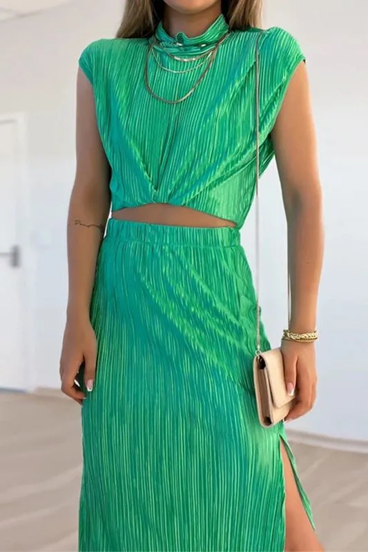 Collar Short Shirt Mid-Length Skirt Two-Piece Suit