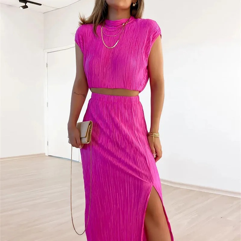 Collar Short Shirt Mid-Length Skirt Two-Piece Suit