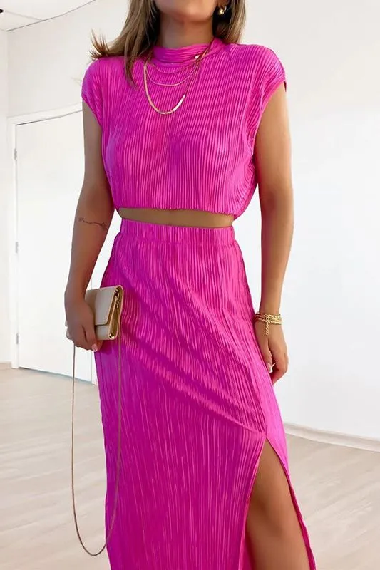 Collar Short Shirt Mid-Length Skirt Two-Piece Suit