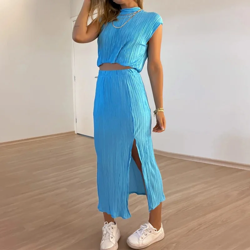 Collar Short Shirt Mid-Length Skirt Two-Piece Suit
