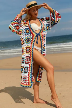 Colorful Pattern Crochet Swimsuit Cover up
