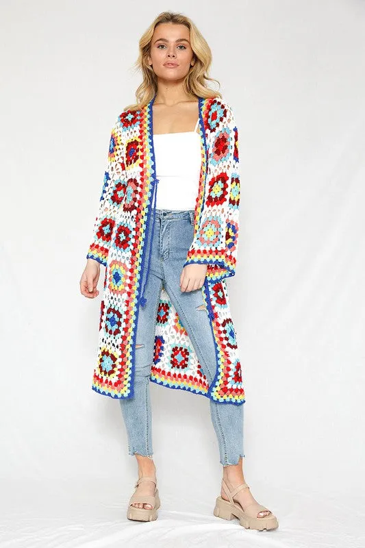 Colorful Pattern Crochet Swimsuit Cover up