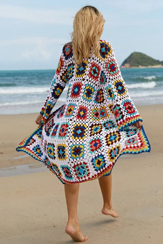 Colorful Pattern Crochet Swimsuit Cover up