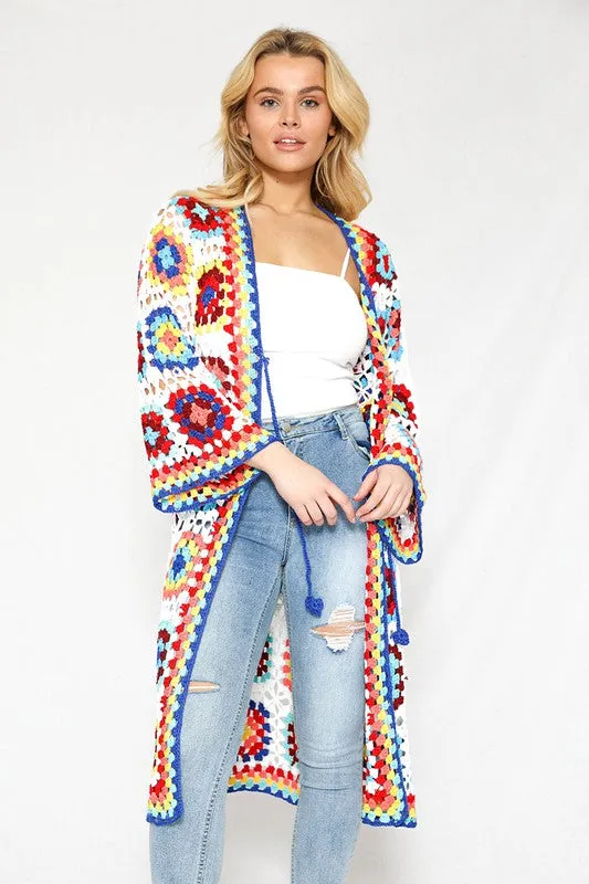 Colorful Pattern Crochet Swimsuit Cover up