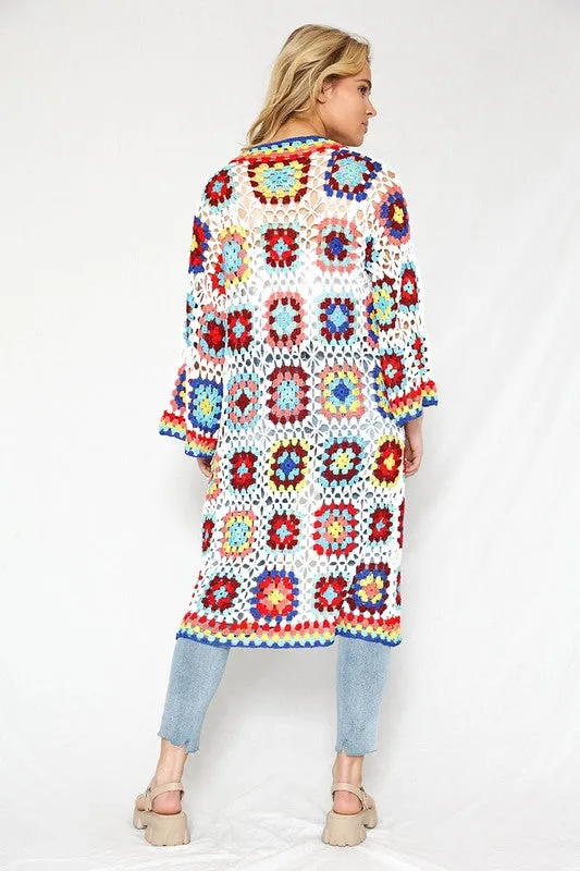 Colorful Pattern Crochet Swimsuit Cover up