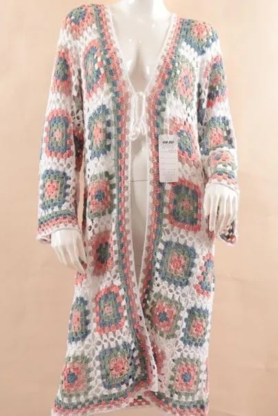Colorful Pattern Crochet Swimsuit Cover up