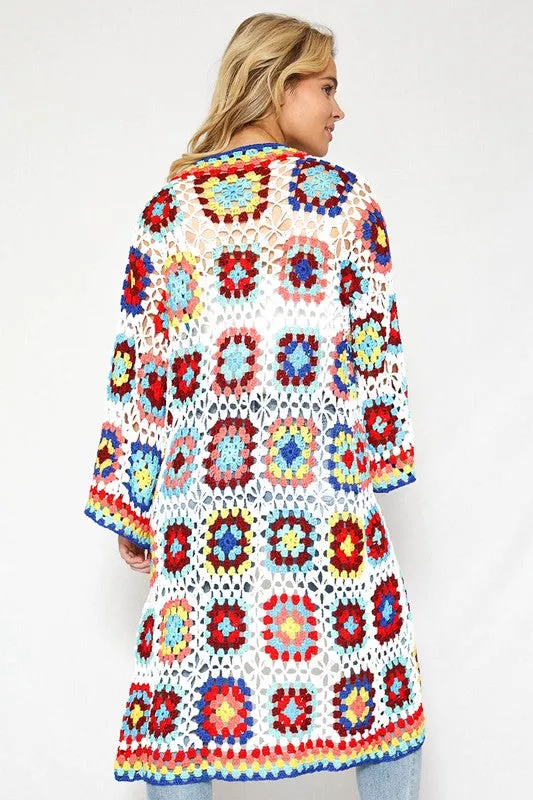 Colorful Pattern Crochet Swimsuit Cover up