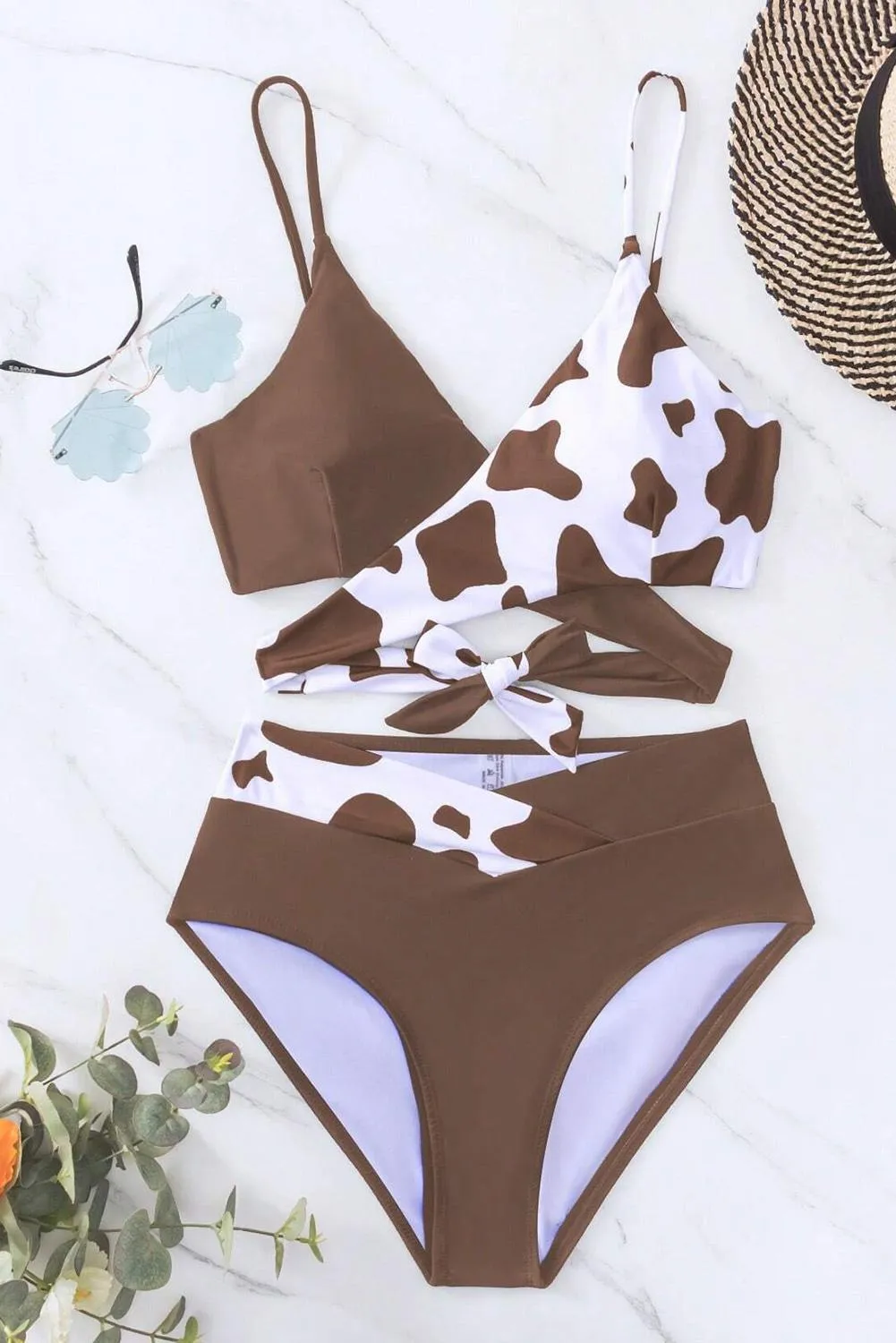 COWPRINT TWO PIECE SWIM SUITS