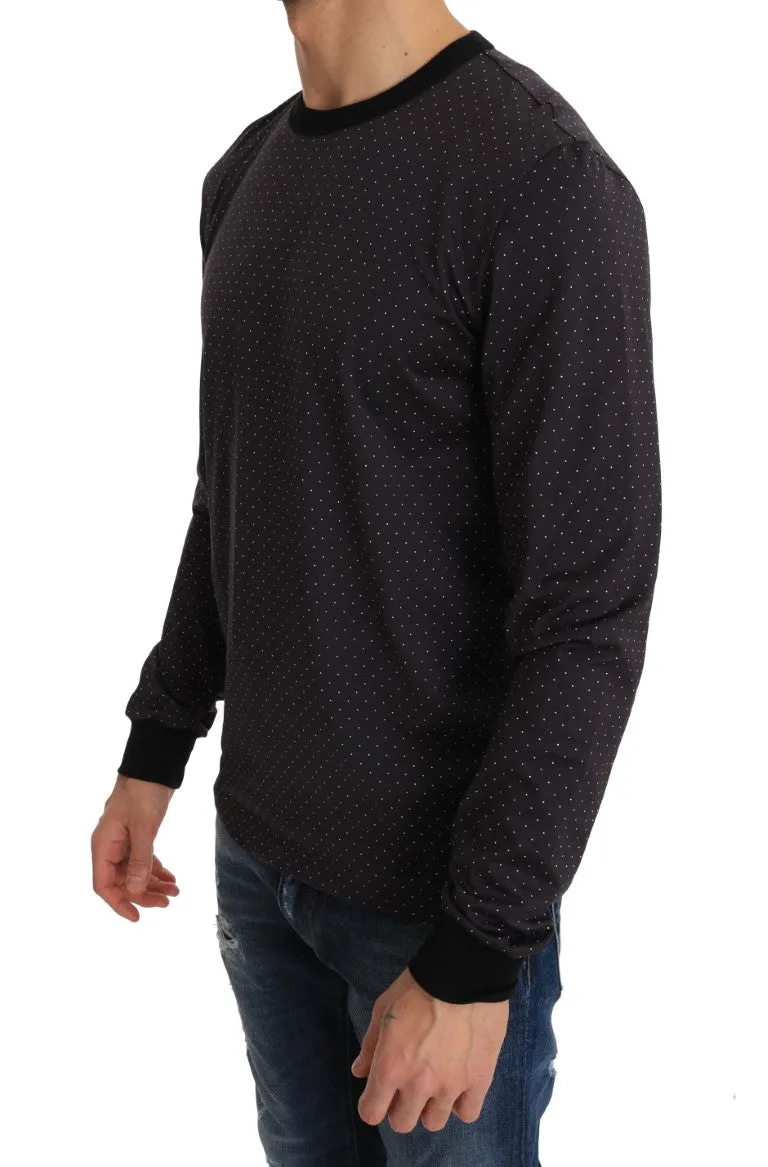 Crewneck Cotton Purple Polka  Sweater