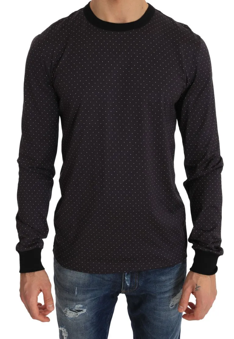 Crewneck Cotton Purple Polka  Sweater
