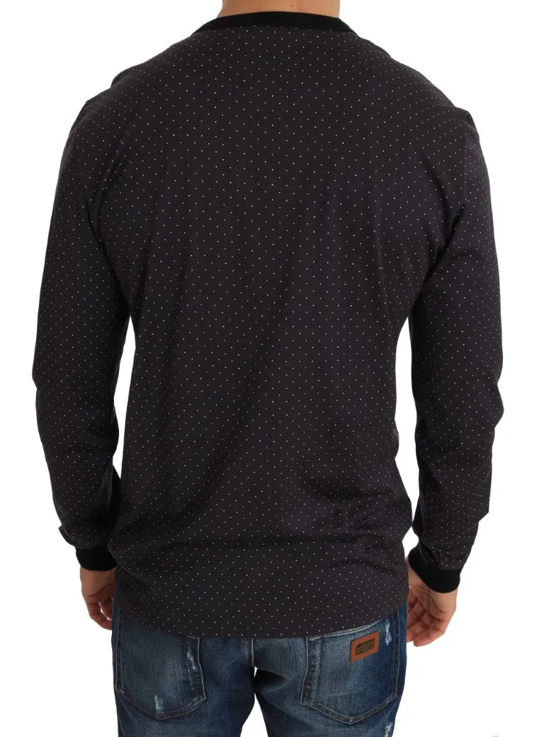 Crewneck Cotton Purple Polka  Sweater