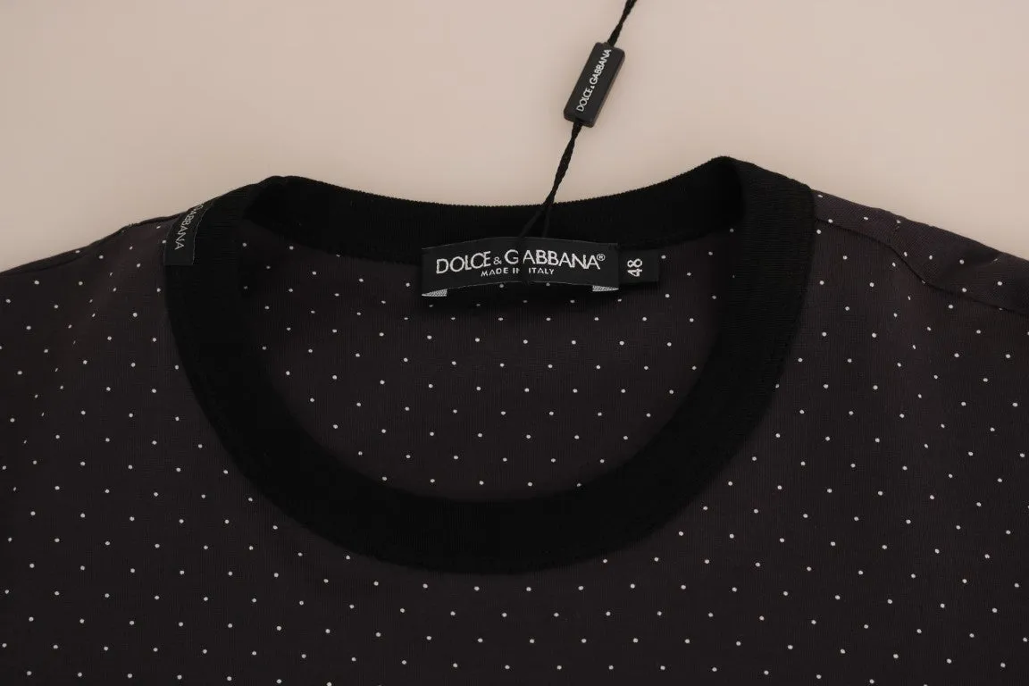 Crewneck Cotton Purple Polka  Sweater