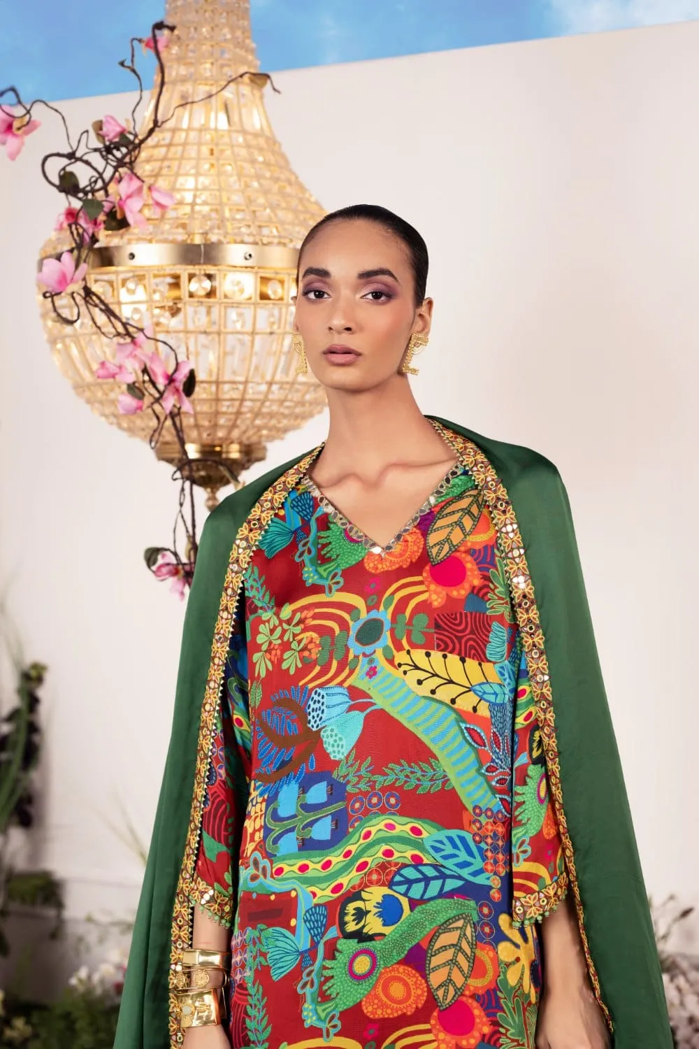 Crimson Kurta Pant And Dupatta Set
