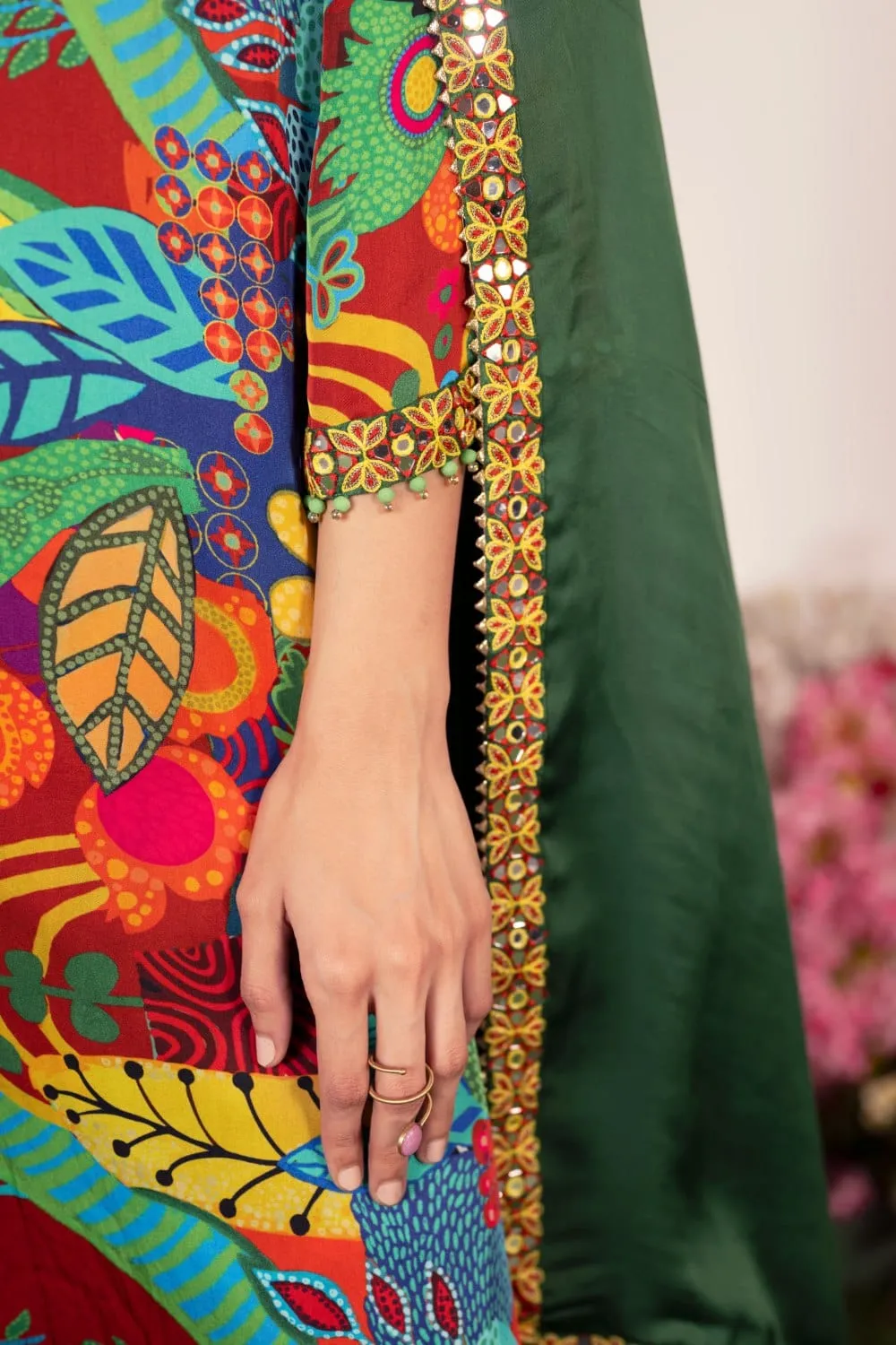 Crimson Kurta Pant And Dupatta Set