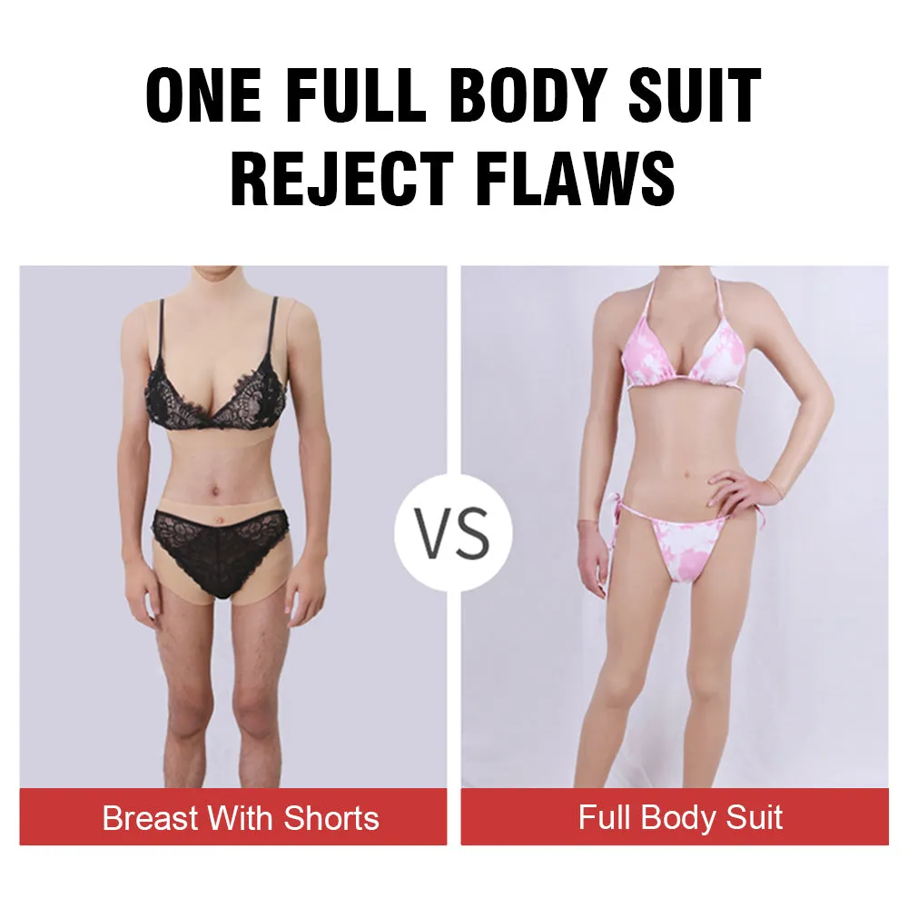 Crossdresser Whole-body Suits with Fake Boobs Silicone Breast Forms with Fake Vagina for Trans Cosplay Drag Queen Silicone Breastplate