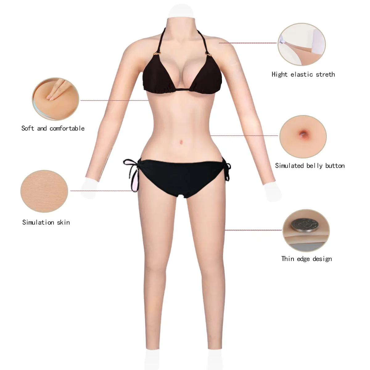 Crossdresser Whole-body Suits with Fake Boobs Silicone Breast Forms with Fake Vagina for Trans Cosplay Drag Queen Silicone Breastplate