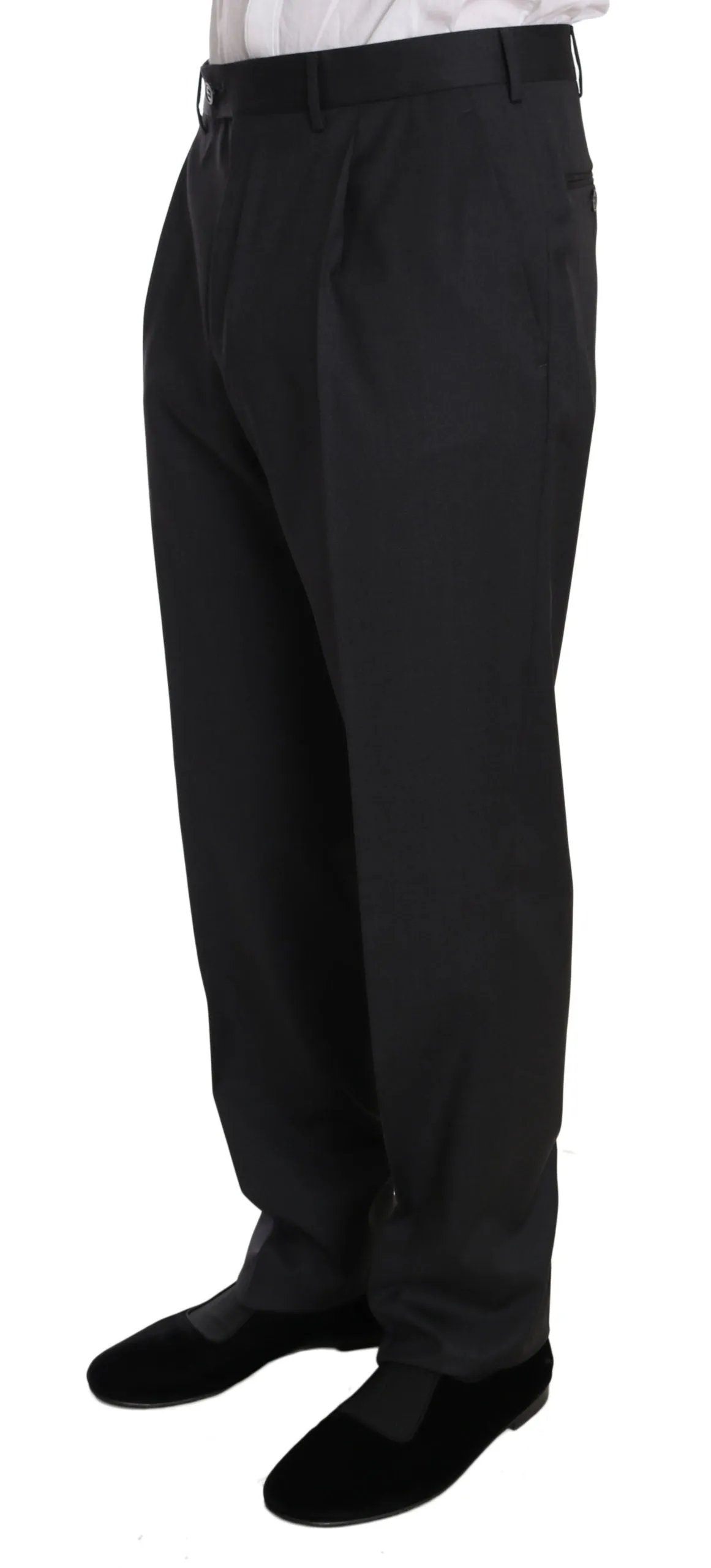 Dark Gray Two Piece 3 Button Wool Suit