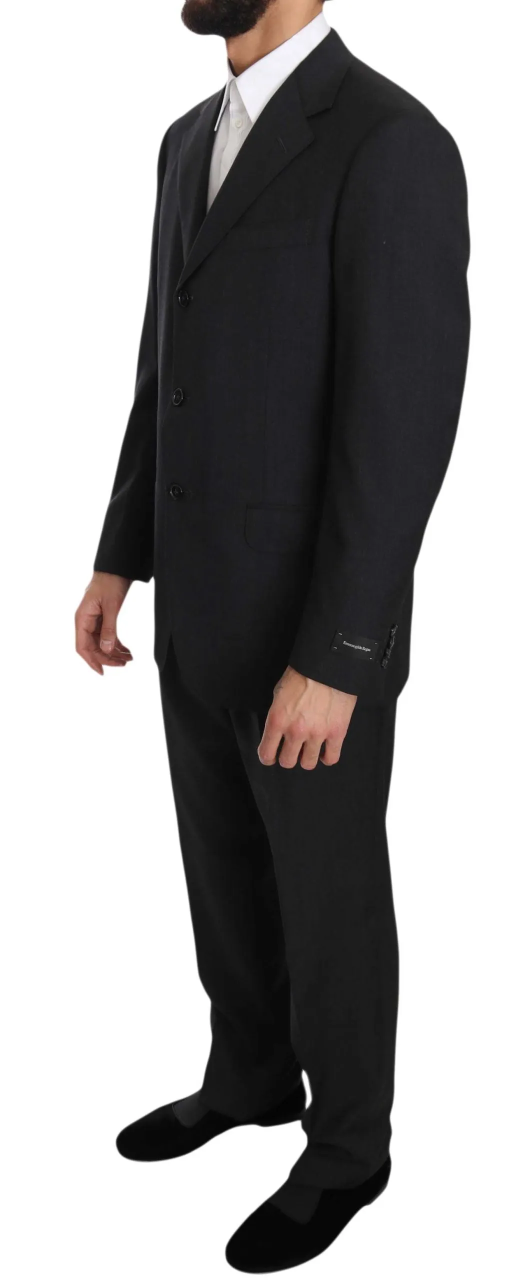 Dark Gray two Piece 3 Button Wool suit