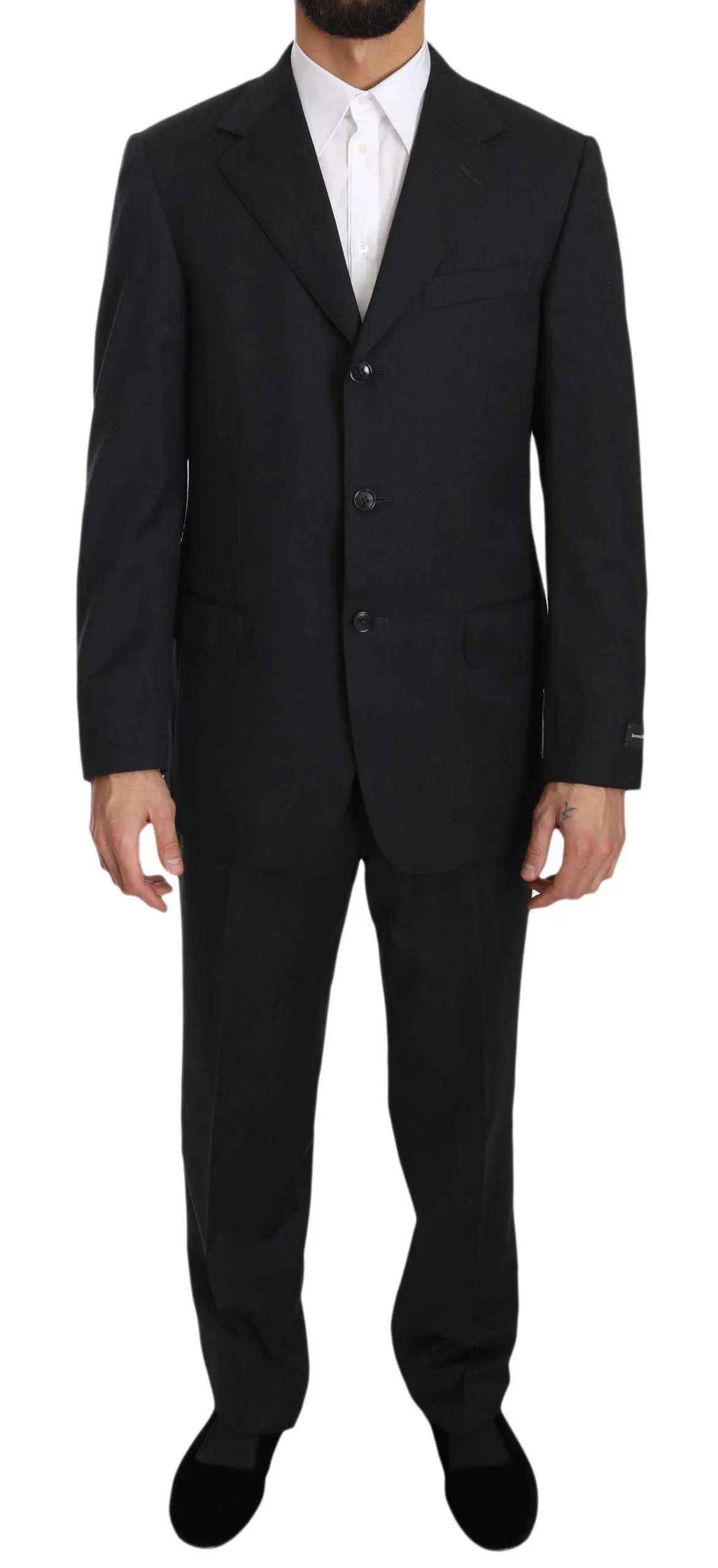 Dark Gray two Piece 3 Button Wool suit