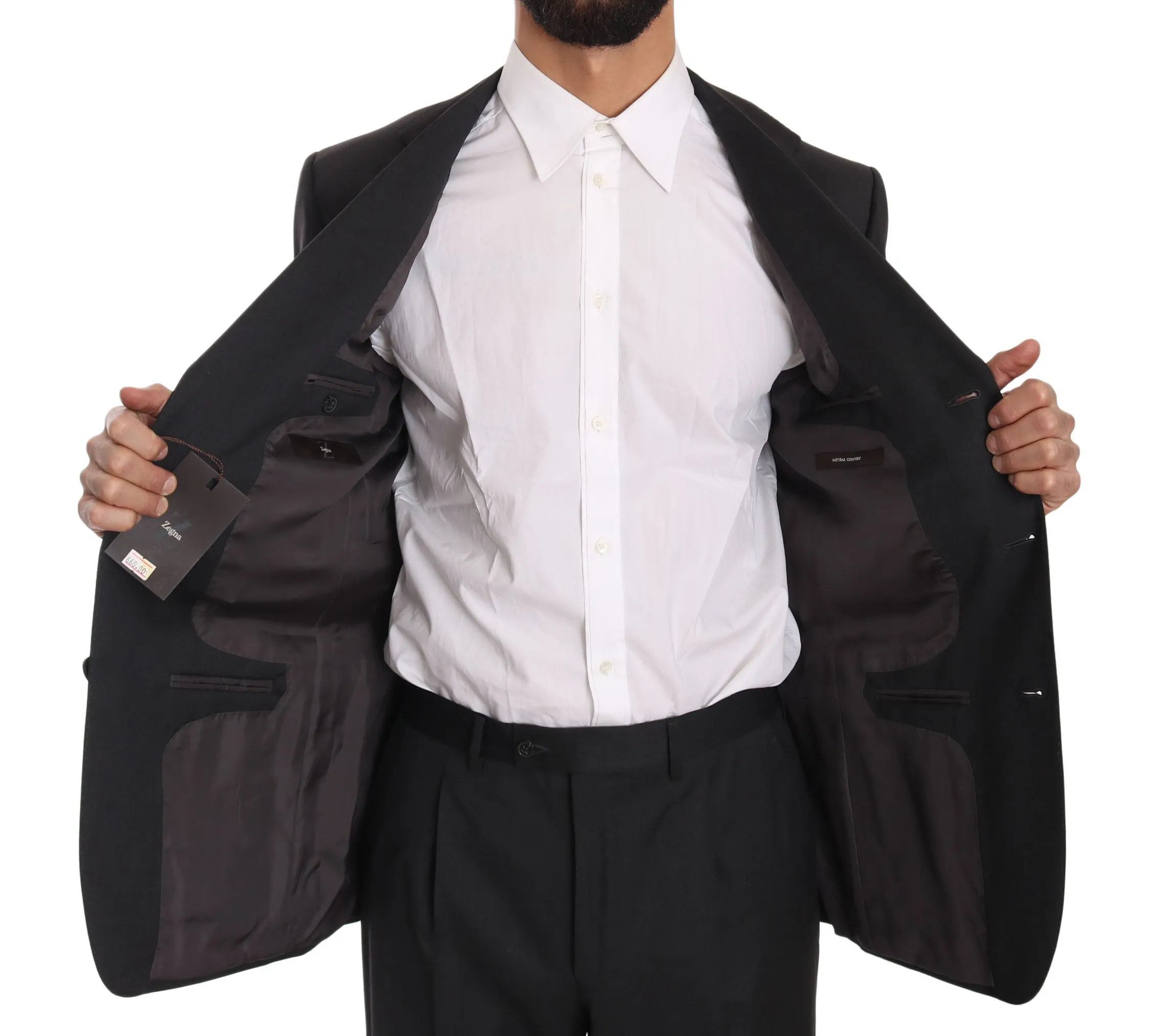 Dark Gray Two Piece 3 Button Wool Suit