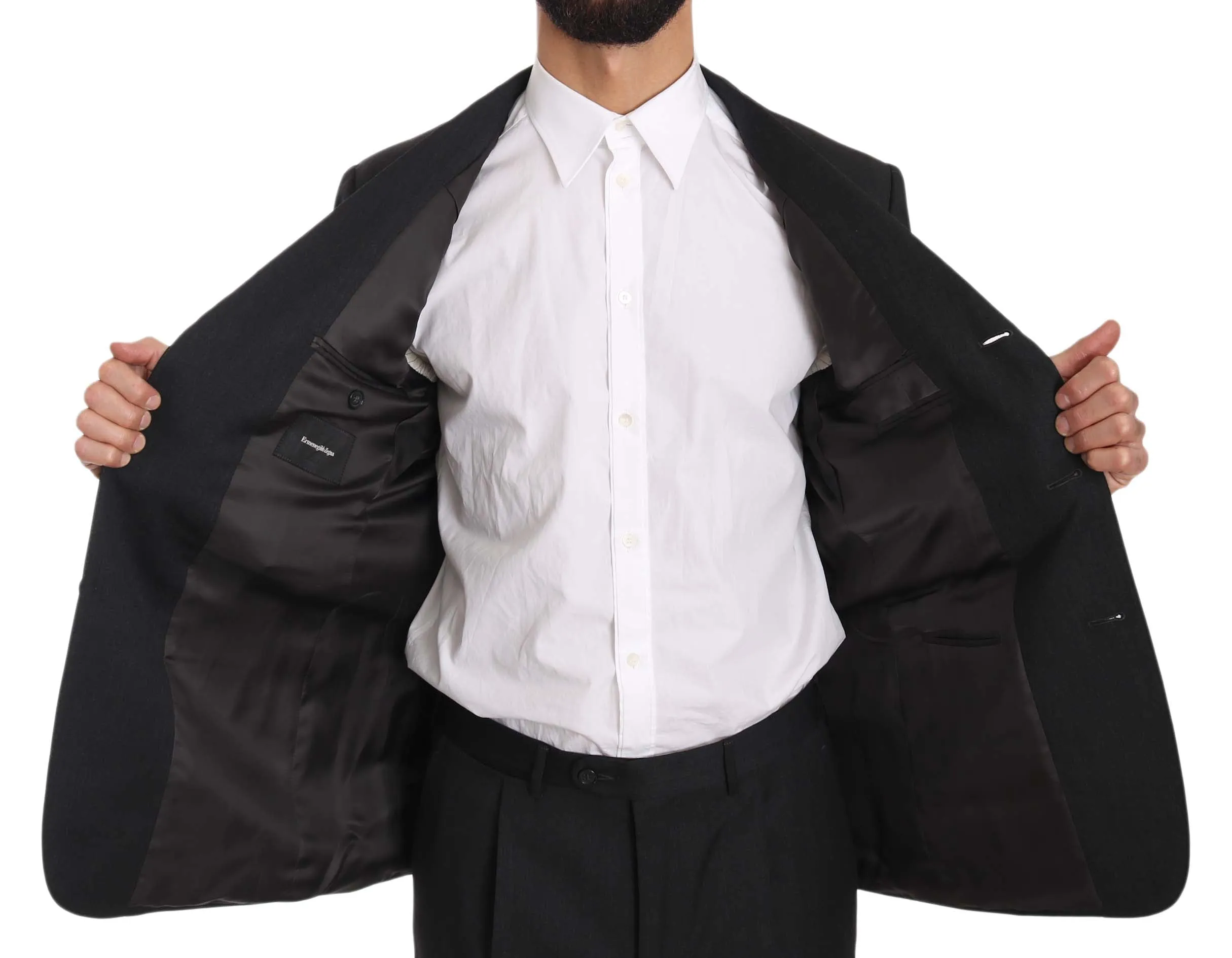 Dark Gray two Piece 3 Button Wool suit