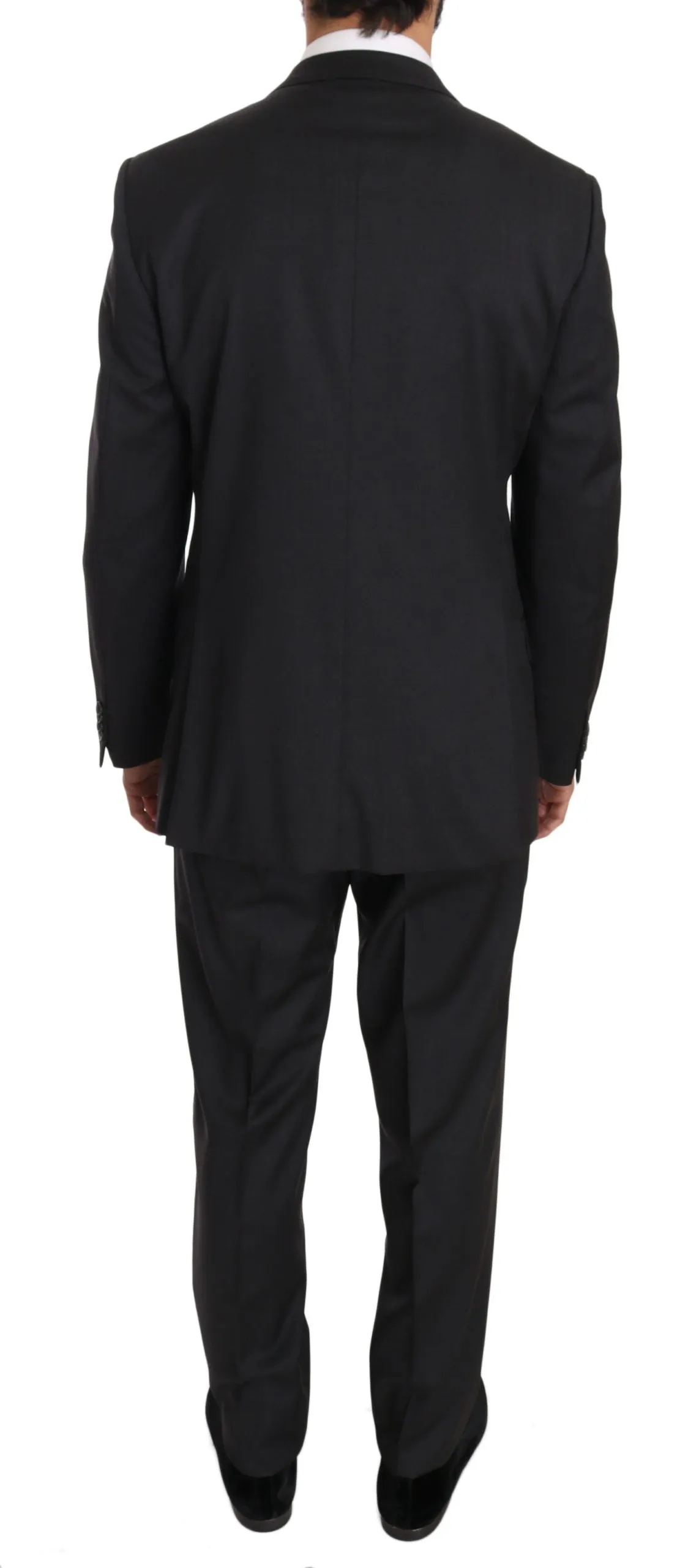 Dark Gray Two Piece 3 Button Wool Suit