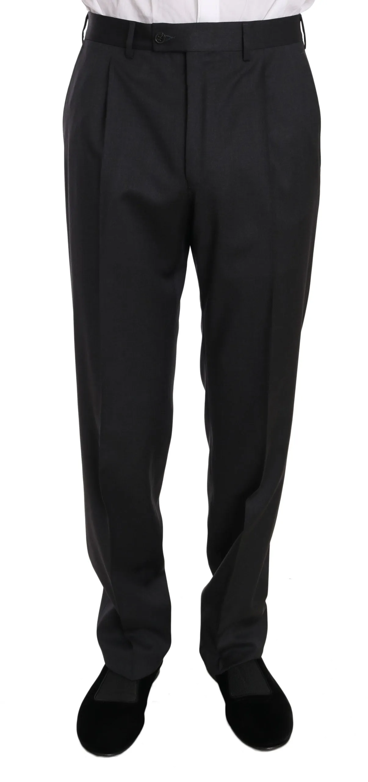 Dark Gray Two Piece 3 Button Wool Suit