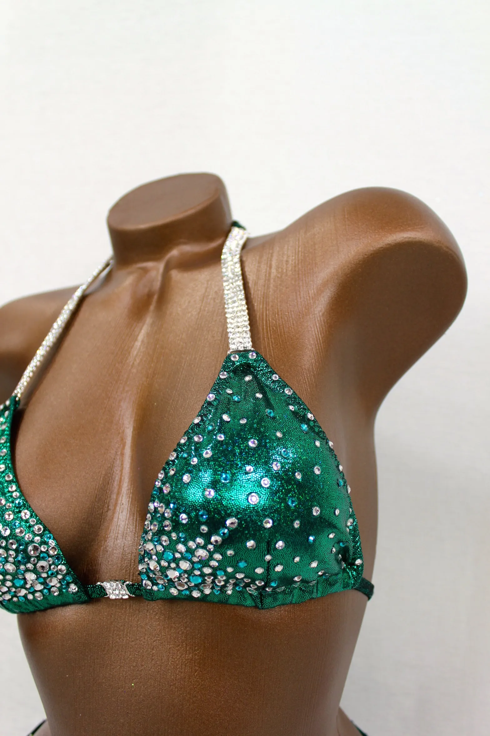 Dark Green Holographic Dots Bikini Suit