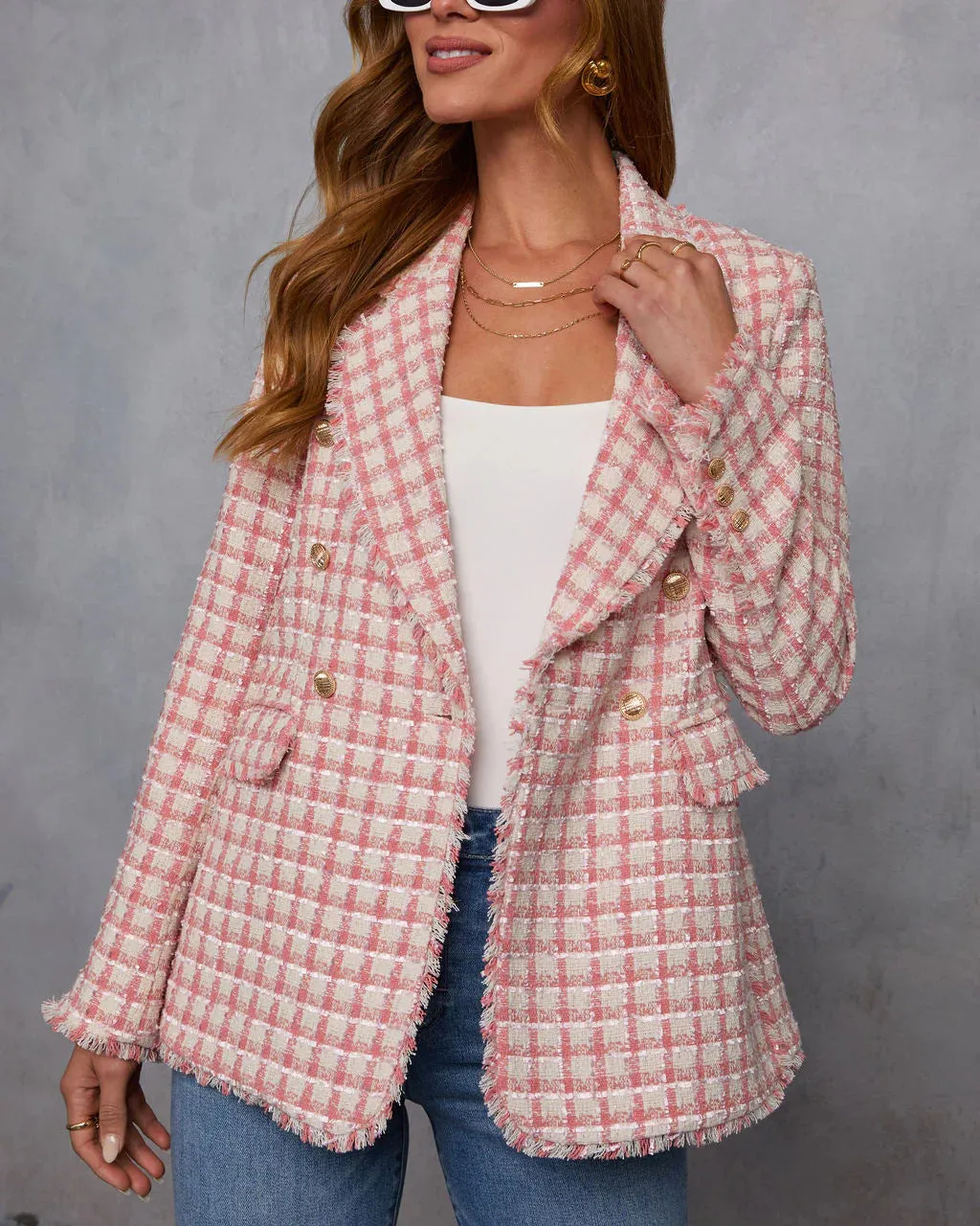 Darling Me Tweed Double Breasted Blazer