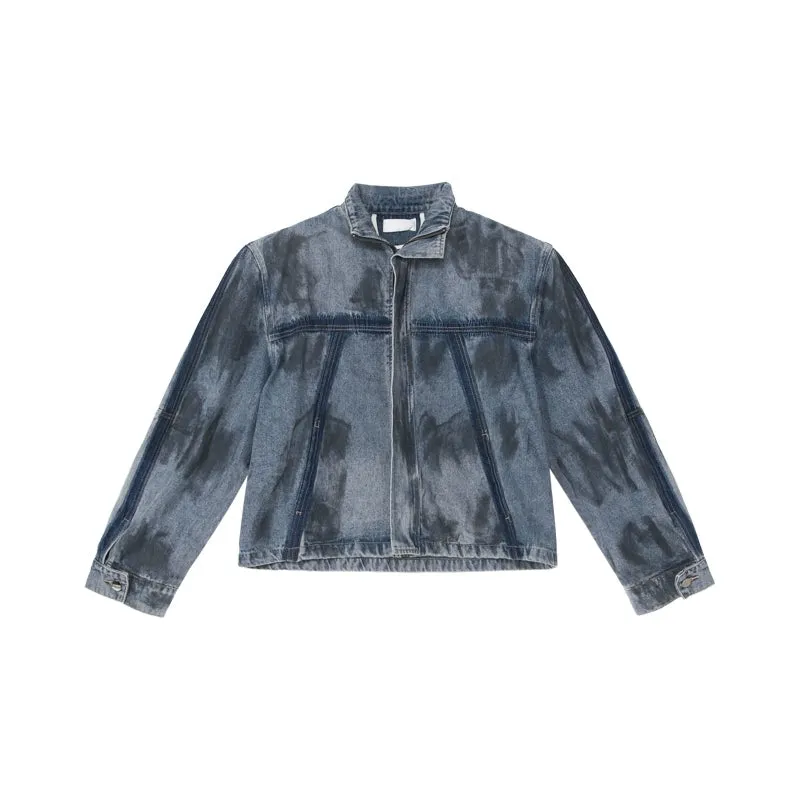 Deconstructed Distressed Denim Jacket Pants Suit