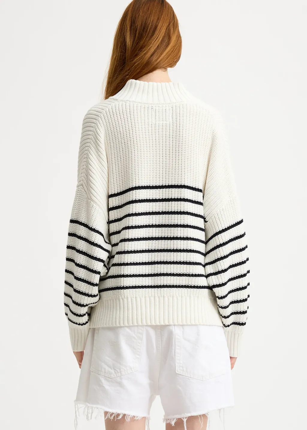 Denimist Striped Split Neck Sweater