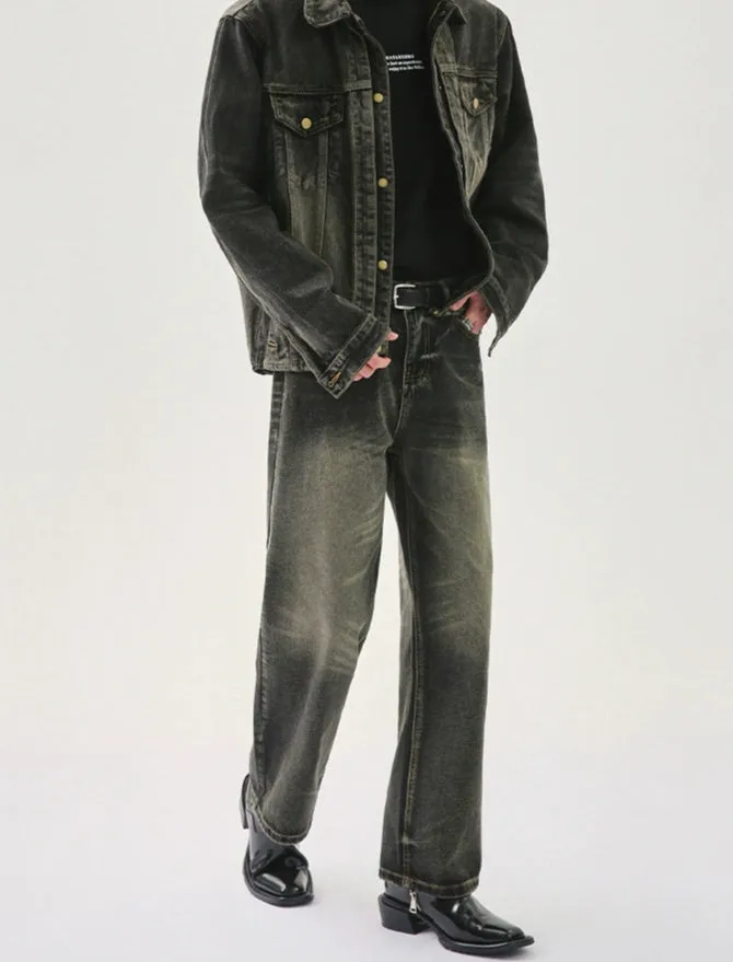 Distressed Denim Jacket and Pants Set