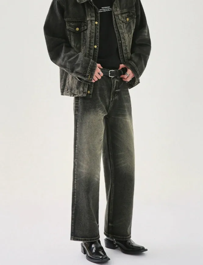 Distressed Denim Jacket and Pants Set