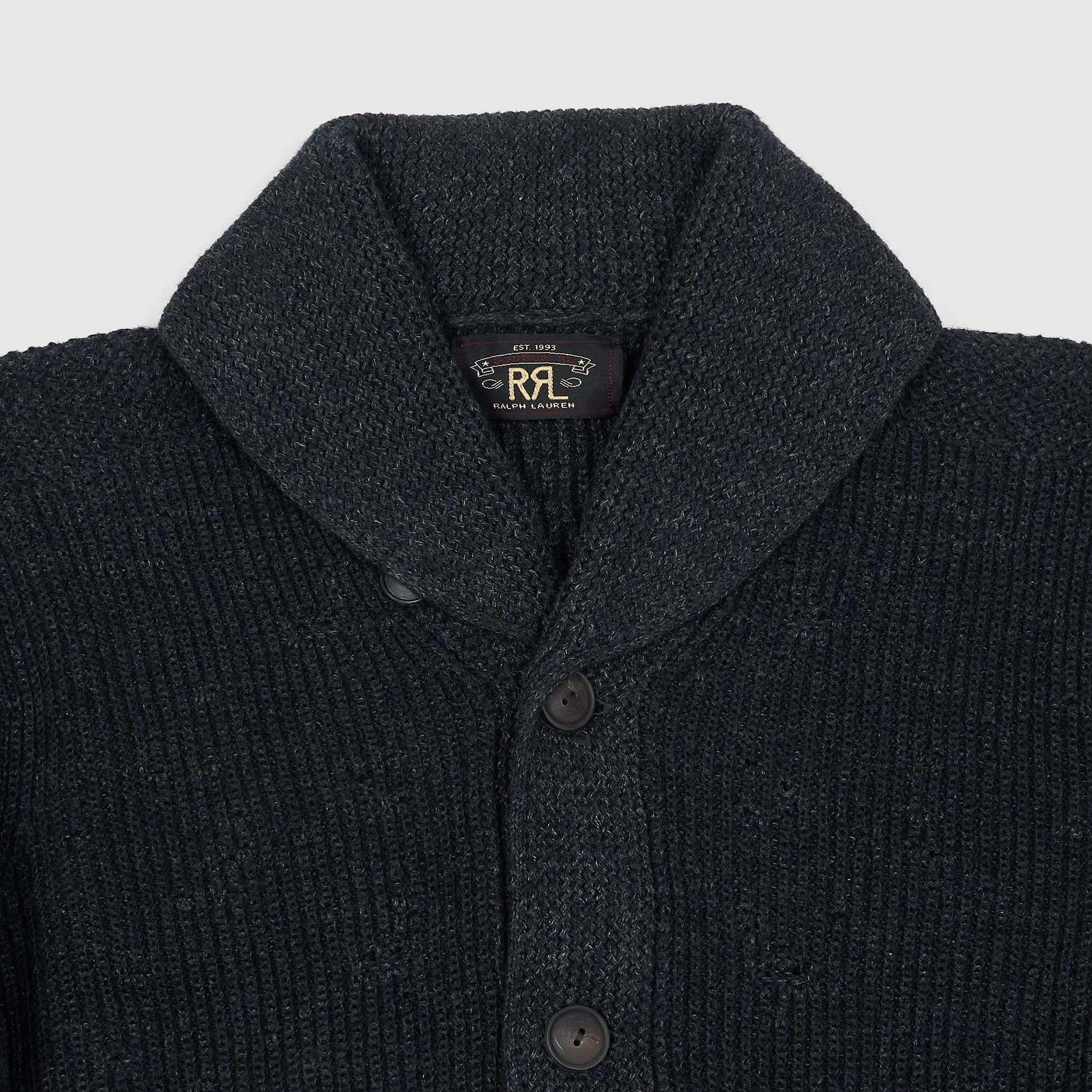 Double RL Knitted Shawl Collar Cardigan