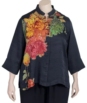 Dressori Rippled Silk Print Blouse