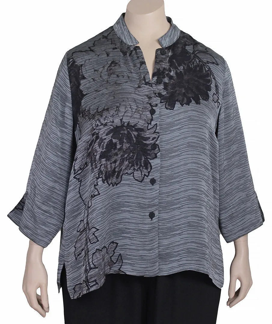 Dressori Rippled Silk Print Blouse