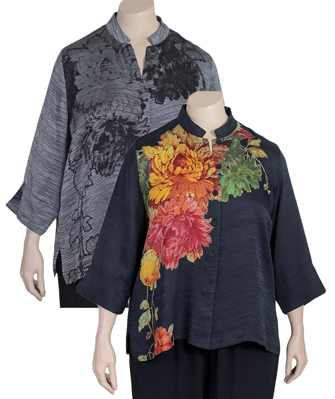 Dressori Rippled Silk Print Blouse