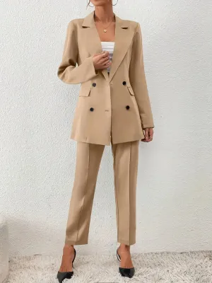 Elegantes zweiteiliges Set, doppelreihiger Blazer mit Reversausschnitt