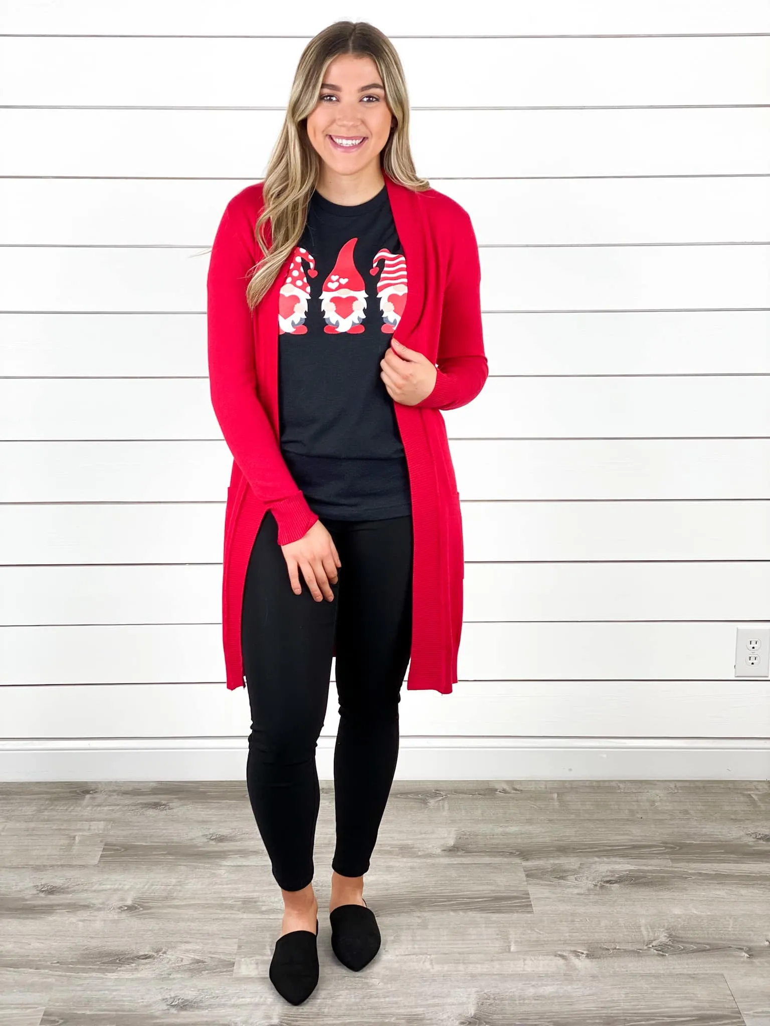 Everyday Tunic Length Cardigan - Red - Restocked!!