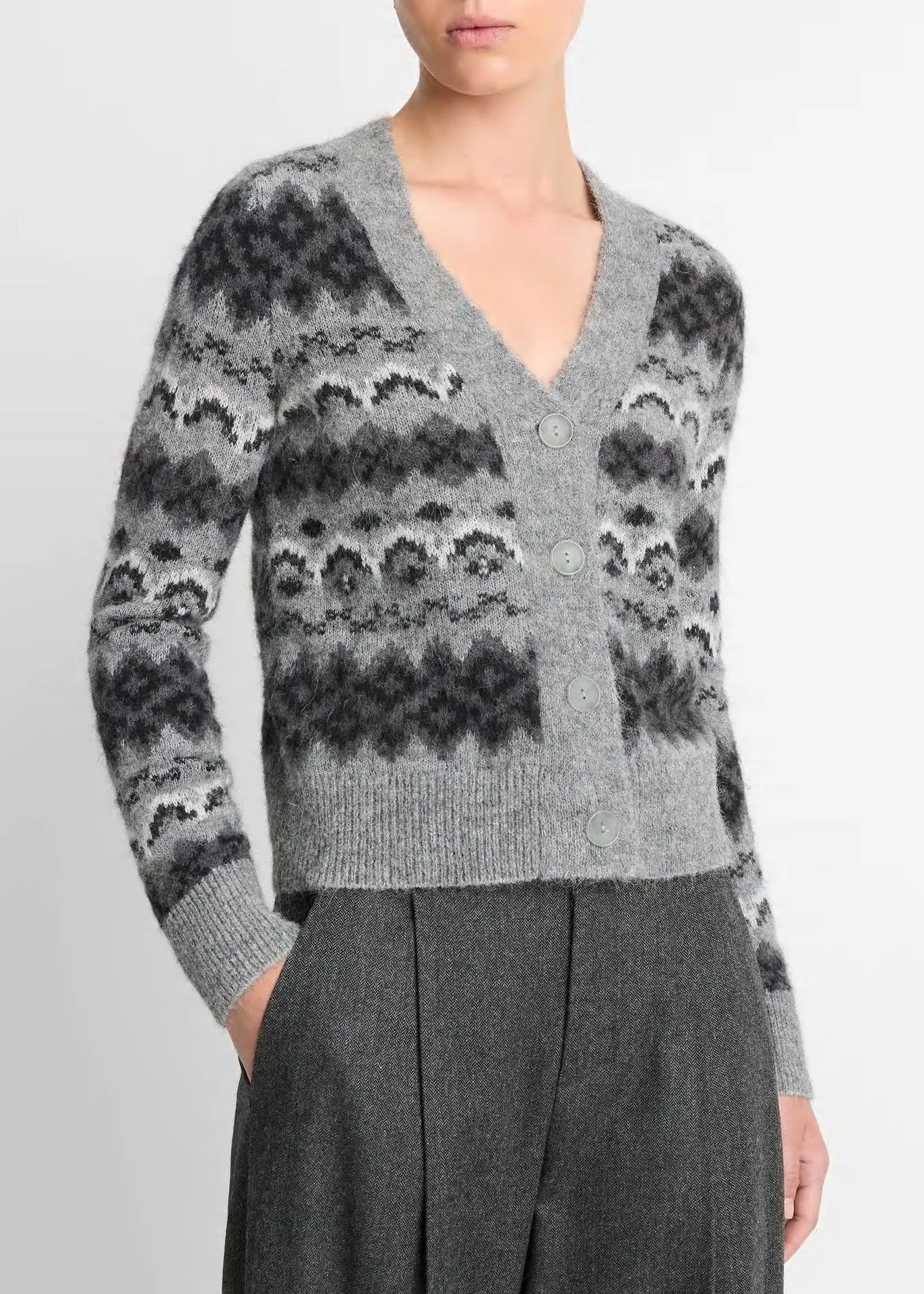 FAIR ISLE CARDIGAN (GREY COMBO)