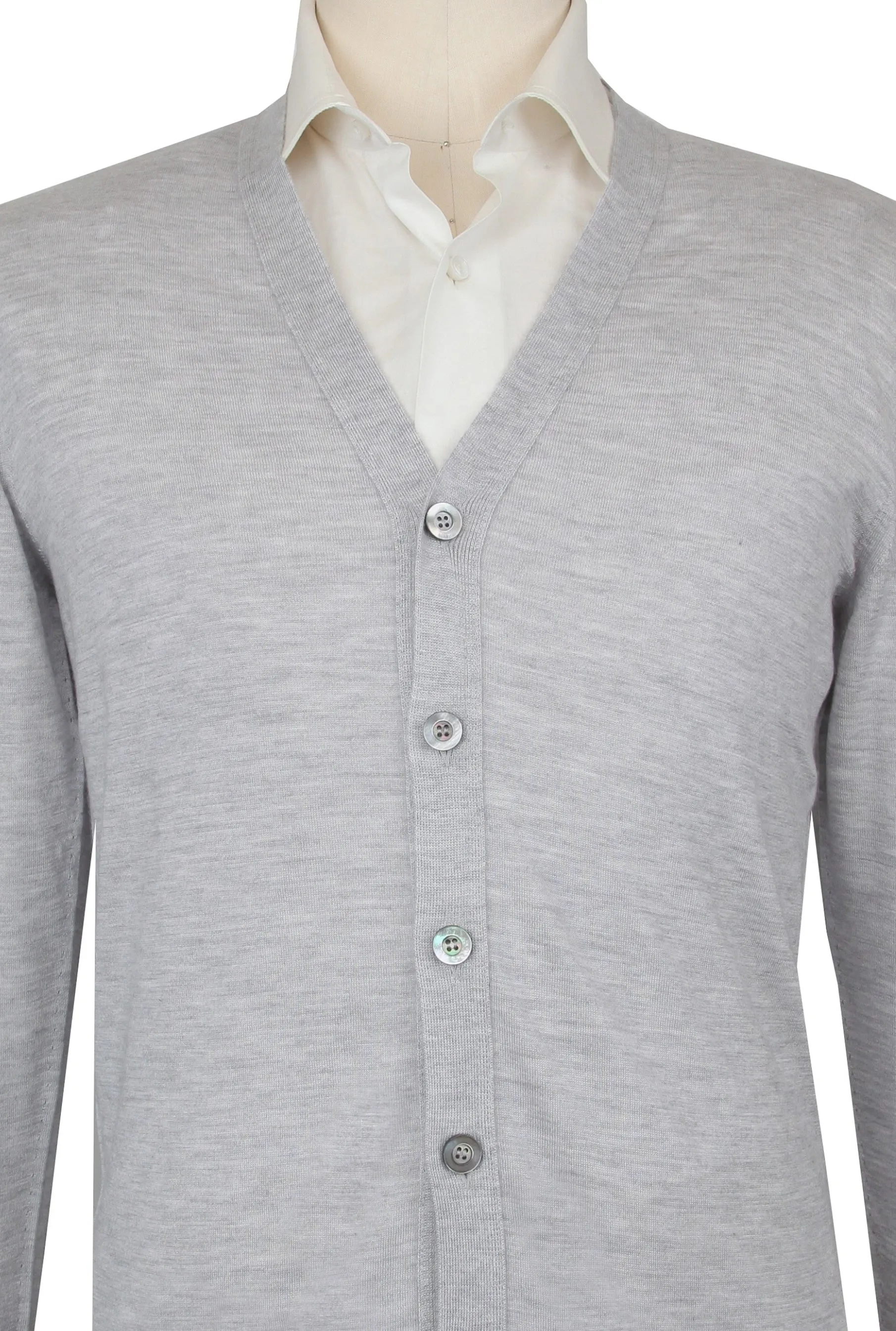 Fiori Di Lusso Light Gray V-Neck Cardigan