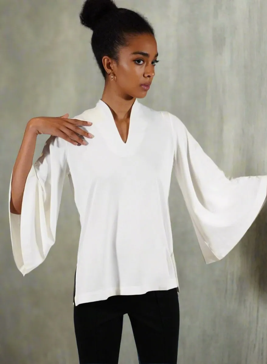 Flutter Sleeve Lightweight Stretch Knit Tunic - The Waverly