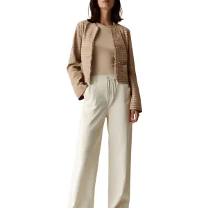French Connection Womens Fringe Tweed Open-Front Blazer