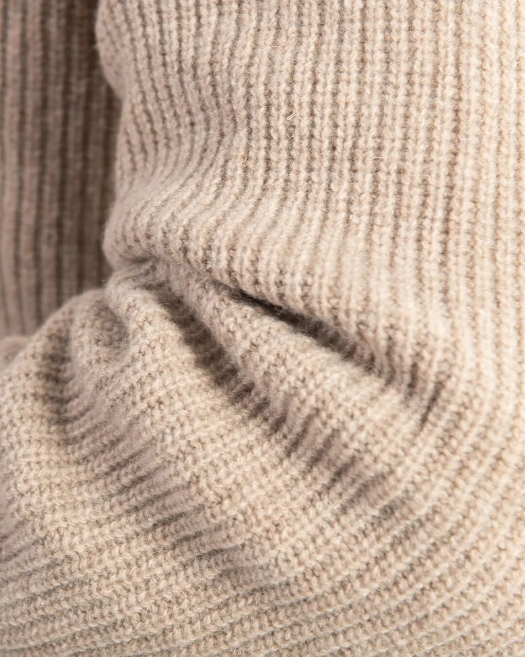 Gagliardi Beige Fisherman's Rib Wool Blend Shawl Collar Cardigan