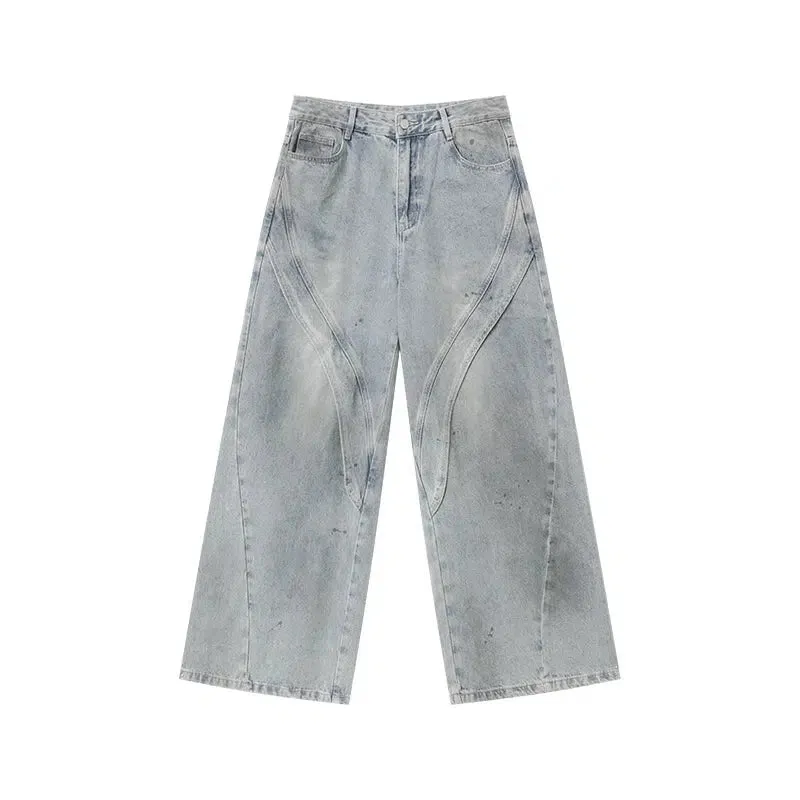Gradient Stand Collar Jacket Jeans Set