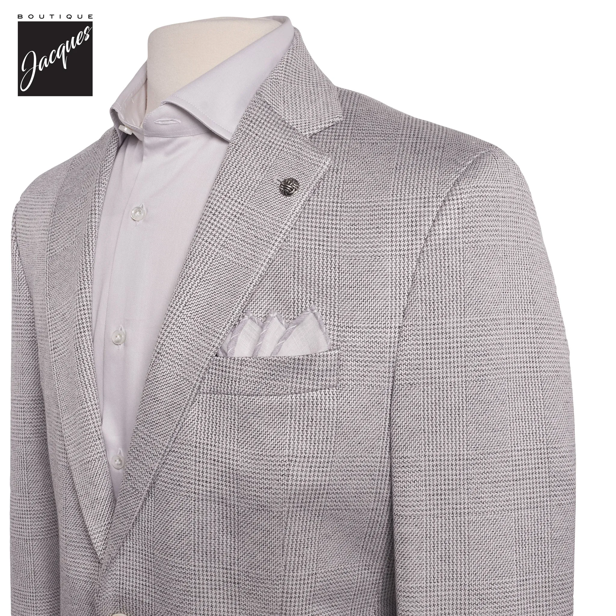 Gray Cotton Silk Knit Hampton Contemporary Fit Sport Jacket - Jack Victor