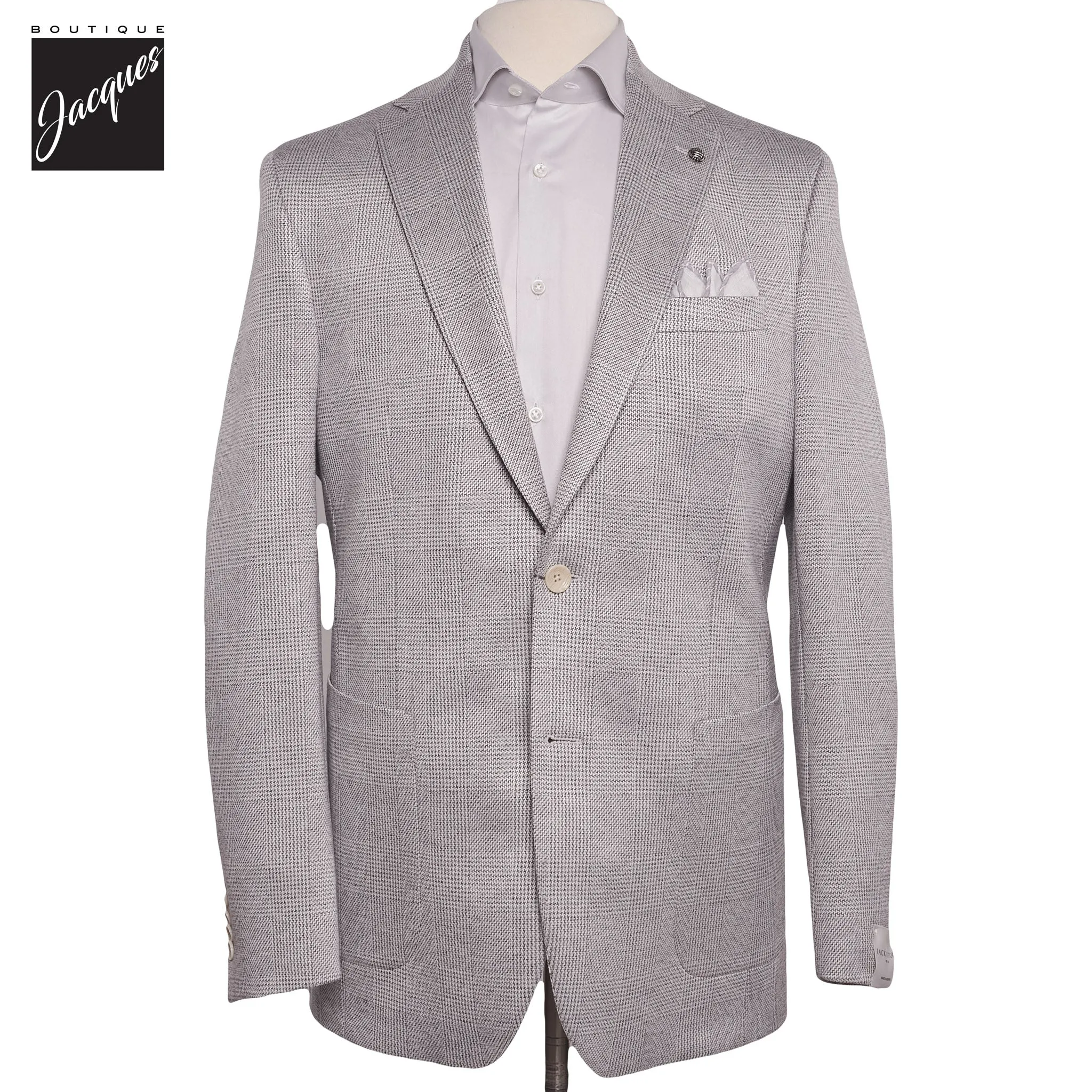 Gray Cotton Silk Knit Hampton Contemporary Fit Sport Jacket - Jack Victor