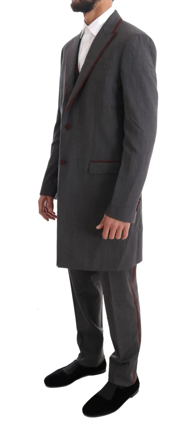 Gray Wool Stretch 3 Piece Two Button Suit