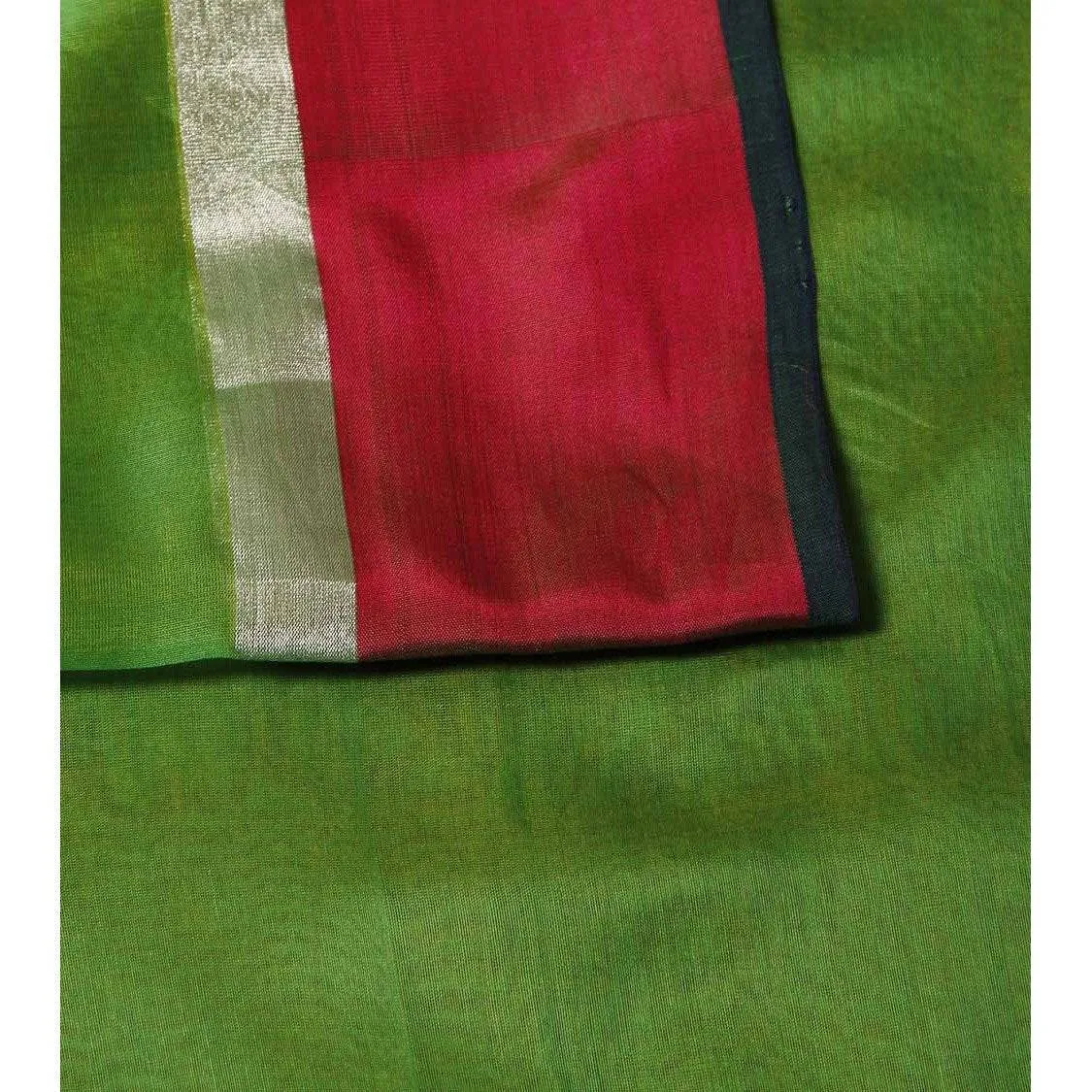 Green Chanderi Cotton Silk Saree with Zari Work